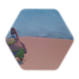 Patrick  eating a hamburger