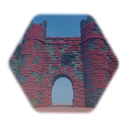 Ruined Stone Castle Gate with Towers