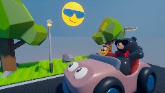 A Rubber Duck & A Teddy Bear driving a Car