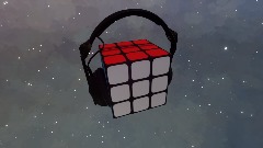 Rubix Cube with headphones