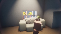 Shrek poops on sofa