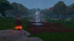 Forest with a waterfall