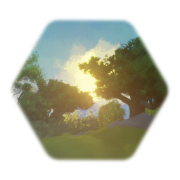 Grassy hill with trees