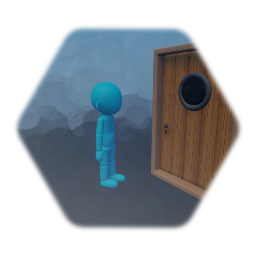 Simple wood door with bullseye