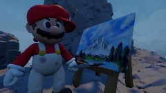 Mario paints near a volcano...