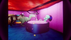 Rexy and Blue  drops by squidward's house