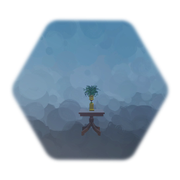 Wood Table with Plant in Vase