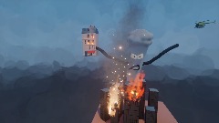 Dennis's fang destroys a city