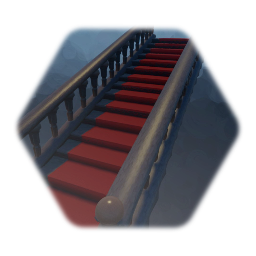 Wooden Staircase with Railing & Red Carpet Runner