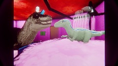 Rexy and Blue  drops by squidward's house