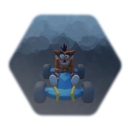 Crash bandicoot in a CTR kart with CTR mechanics