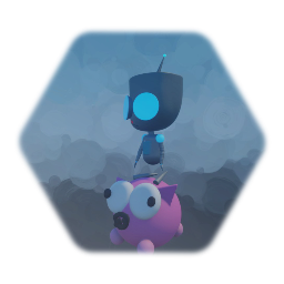 GIR rides a pig (Invader Zim)
