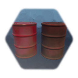 painted & rusty metal drum
