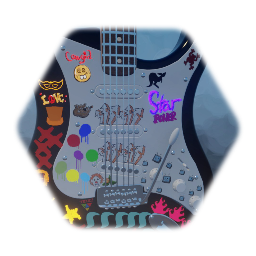 Stickered Stratocaster Guitar
