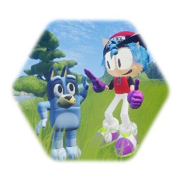 Evil The Sackboy gives Bluey a high Five!