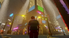 Future worlds. Sci-fi city theme park hub