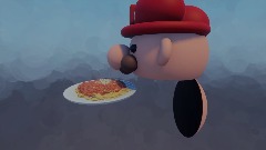 Mario eats spaghetti