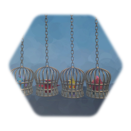 4 birds in cages