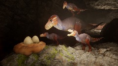 Dinosaur Paleoart -a nightlight camp in the den-