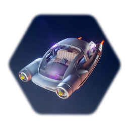 Futuristic flying car with interior