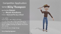 Dreams Arena Competitor Application Billy Thompson