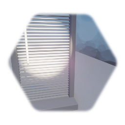 Window with animated blinds.
