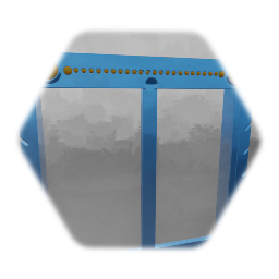 Ornate Window Blue Metal Orange Embellishment