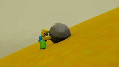 Funny Roblox man pushing a rock