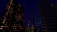 DRONES downtown at night