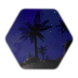 A calm beach at night time