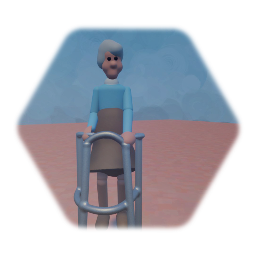 Old woman with walking frame