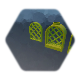 YellowBrick 1x2 window rounded top with pane lattice diamond