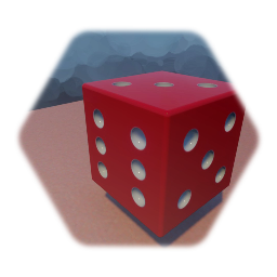 Red 6 sided die with white pips