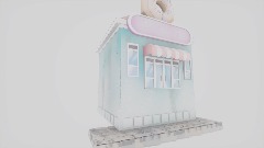 水彩画風 Watercolor painting "Donut Shop"