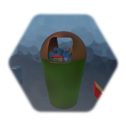 Dirty Park Trash Can with Trash