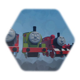 Wooden James and Thomas adventure engines