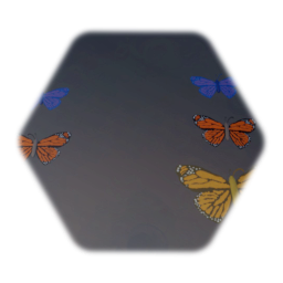 3 flying butterflies & 2 stationary butterflies