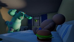 Mike wazowski and cookie Monsters cousin and fatty Declan chase