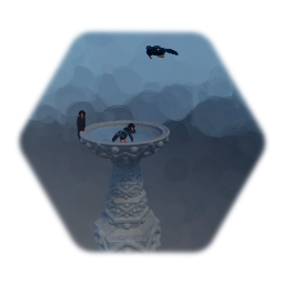 Birdbath Concrete With Blackbirds