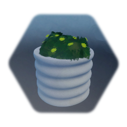 White Planter With Green Shrub