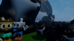 Cuphead  and Mugman and Ms.Cálice Maxwell cat