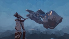 Alien prototype statue and ship
