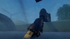 Train falling of a broken bridge