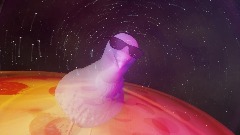 Pigeon on pizza in space