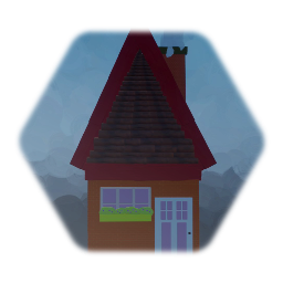 2D House With Moving Chimney Smoke