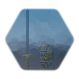 Golden sword and shield