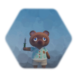 Tom nook with a knife