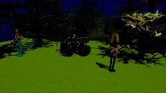 Rock band peforming in a forest