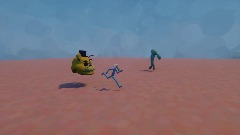 Squiddy gets chased by a Giant Golden Freddy Head