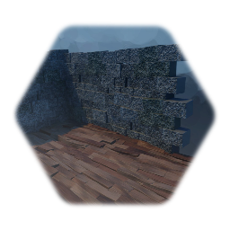 Stone brick wall and wooden floor